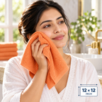 Jenny Denial Peach cotton terry face towel — female face-care use, 400 GSM