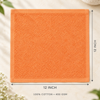 Jenny Denial Peach cotton terry face towel — 12 × 12 inch size guide, 400 GSM