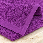 Jenny Denial Purple cotton terry face towel — terry fabric and hem detail, 400 GSM