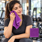 Jenny Denial Purple cotton terry face towel — female gym use, 400 GSM