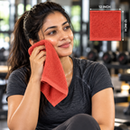 Jenny Denial Rust cotton terry face towel — female gym use, 400 GSM