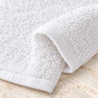 Jenny Denial White cotton terry face towel — terry fabric and hem detail, 400 GSM