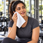 Jenny Denial White cotton terry face towel — female gym use, 400 GSM