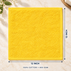 Jenny Denial Yellow cotton terry face towel — 12 × 12 inch size guide, 400 GSM