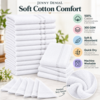 Jenny Denial white cotton terry face towel features