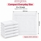 White cotton terry face towel size 9 x 9 inch, approximately 22.9 x 22.9 cm