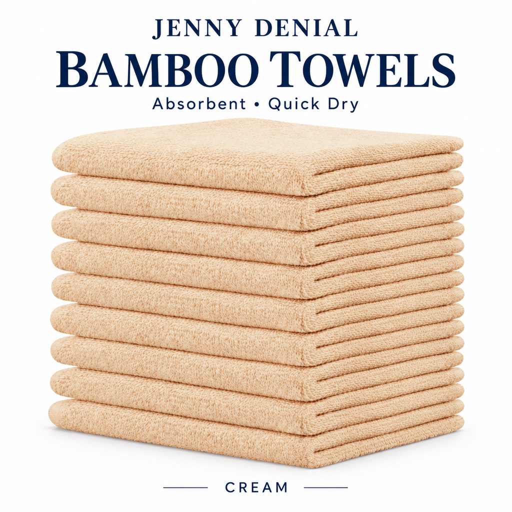 Jenny Denial Cream bamboo towels – absorbent and quick dry