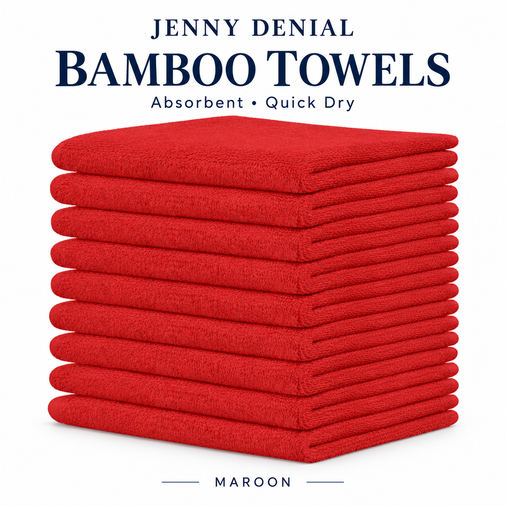 Jenny Denial Maroon bamboo towels – absorbent and quick dry