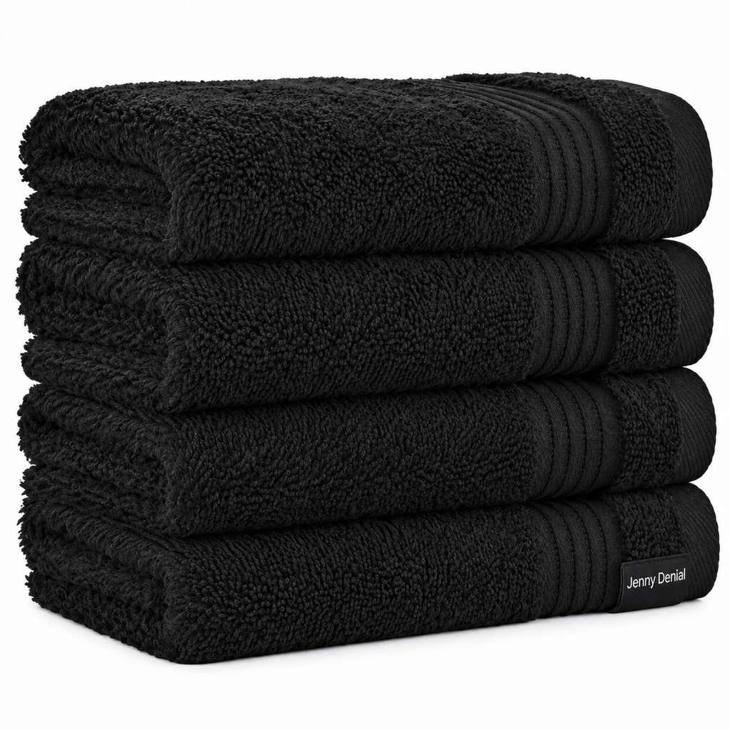 Jenny Denial black cotton hand towels
