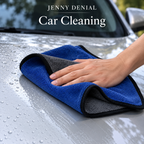 Jenny Denial blue and grey microfiber cleaning cloth — car cleaning