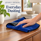 Jenny Denial blue and grey microfiber cleaning cloth — home dusting