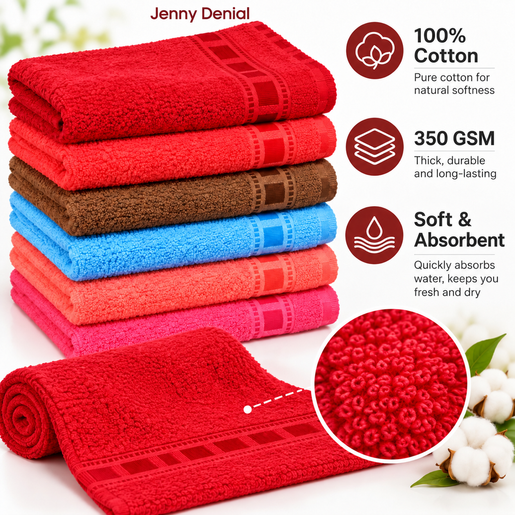 Jenny Denial assorted colour cotton hand towels