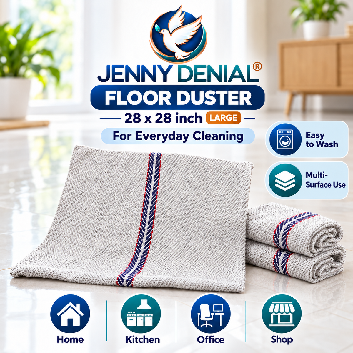 Jenny Denial floor duster large 28 x 28 inch - everyday