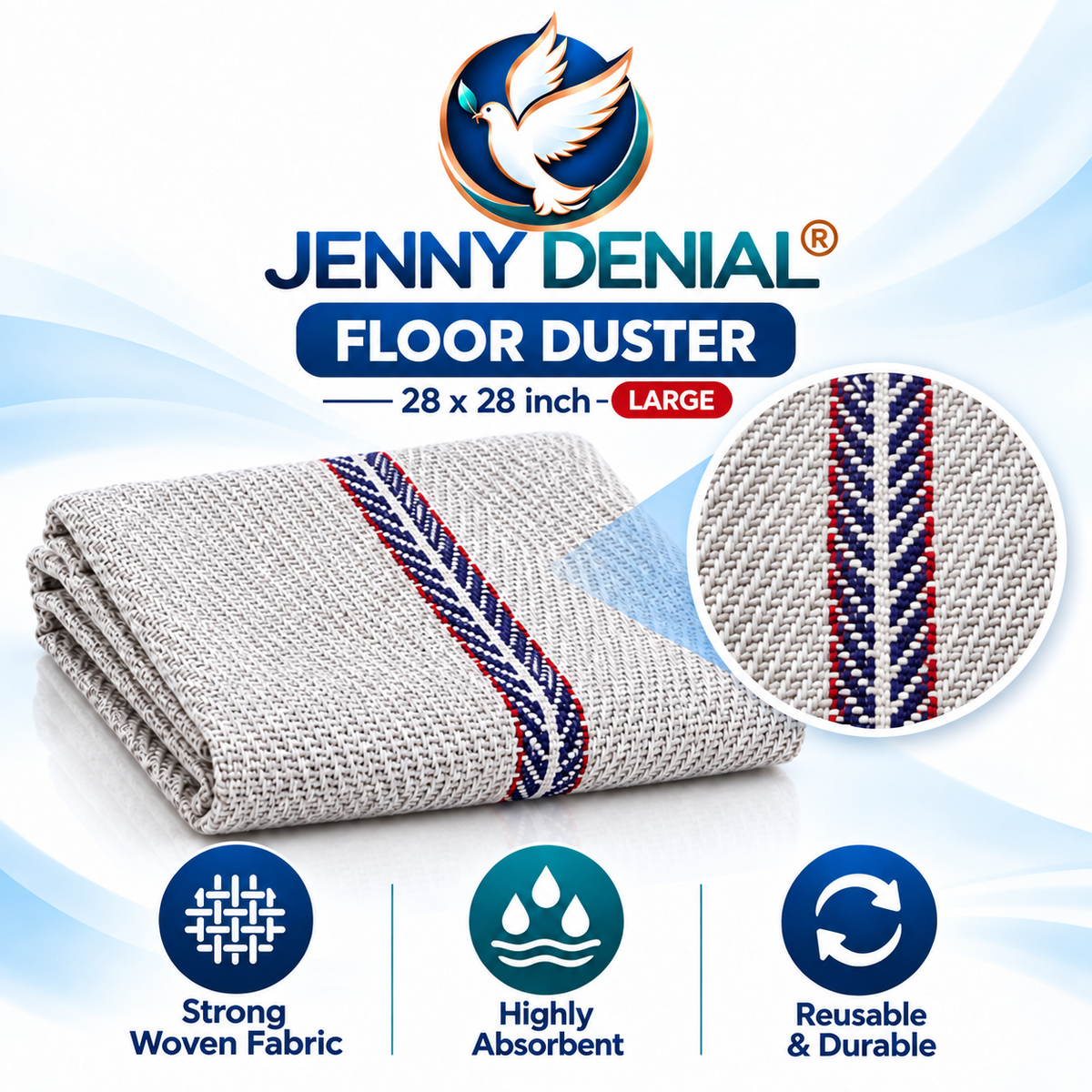 Jenny Denial floor duster large 28 x 28 inch - fabric