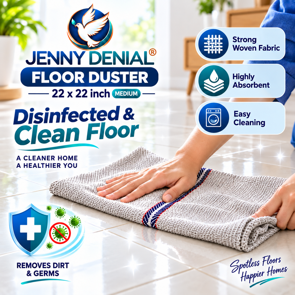 Jenny Denial floor duster medium 22 x 22 inch - cleaning