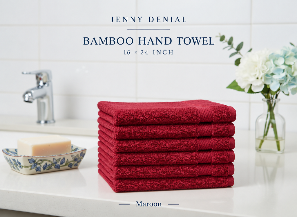 Jenny Denial Maroon Bamboo Hand Towel 16 × 24 Inch