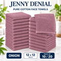 Onion pure cotton face towels, 12 × 12 inches, packs of 10 or 20